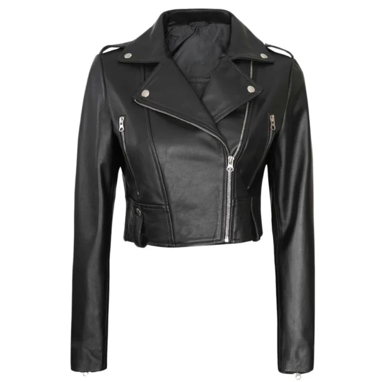 Cropped Leather Jacket - Women